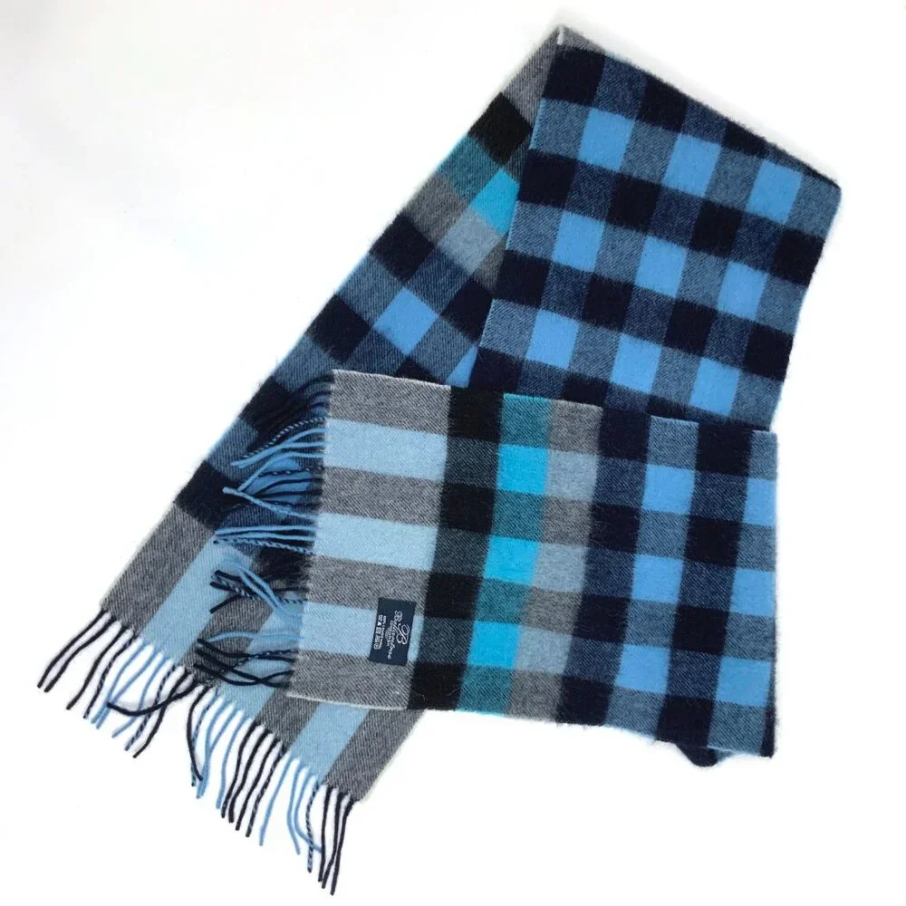 Ballantrae Edinburgh 100% Lambswool Recttungular Scarf Blue and Black
